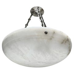Pair of White Carved Alabaster Light Fixtures, Sold Individually