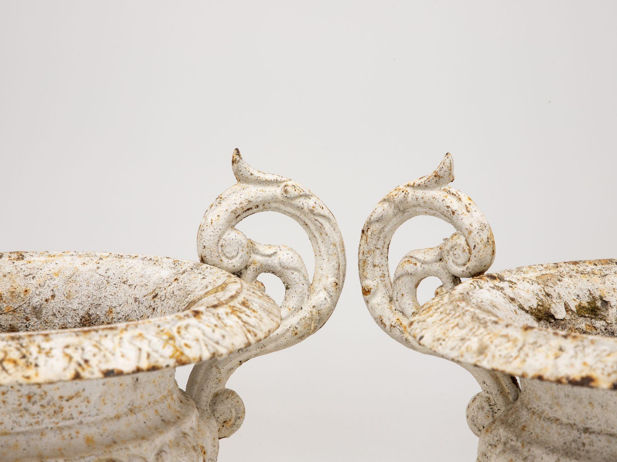 Pair of White Cast Iron Urns, French late 19th Century For Sale 2