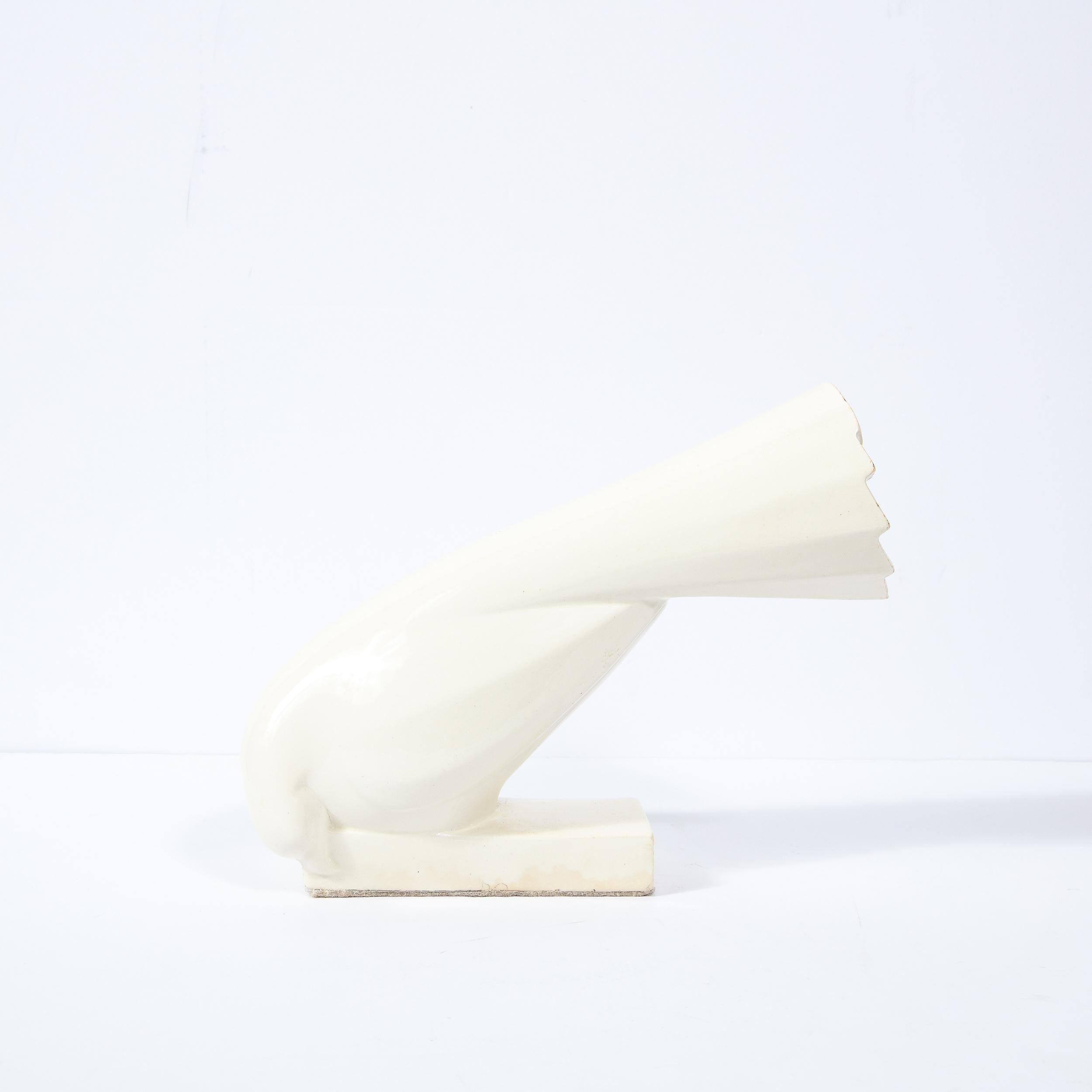 Pareja de esculturas de cerámica blanca Paloma de Jacques Adnet Cerámico en venta