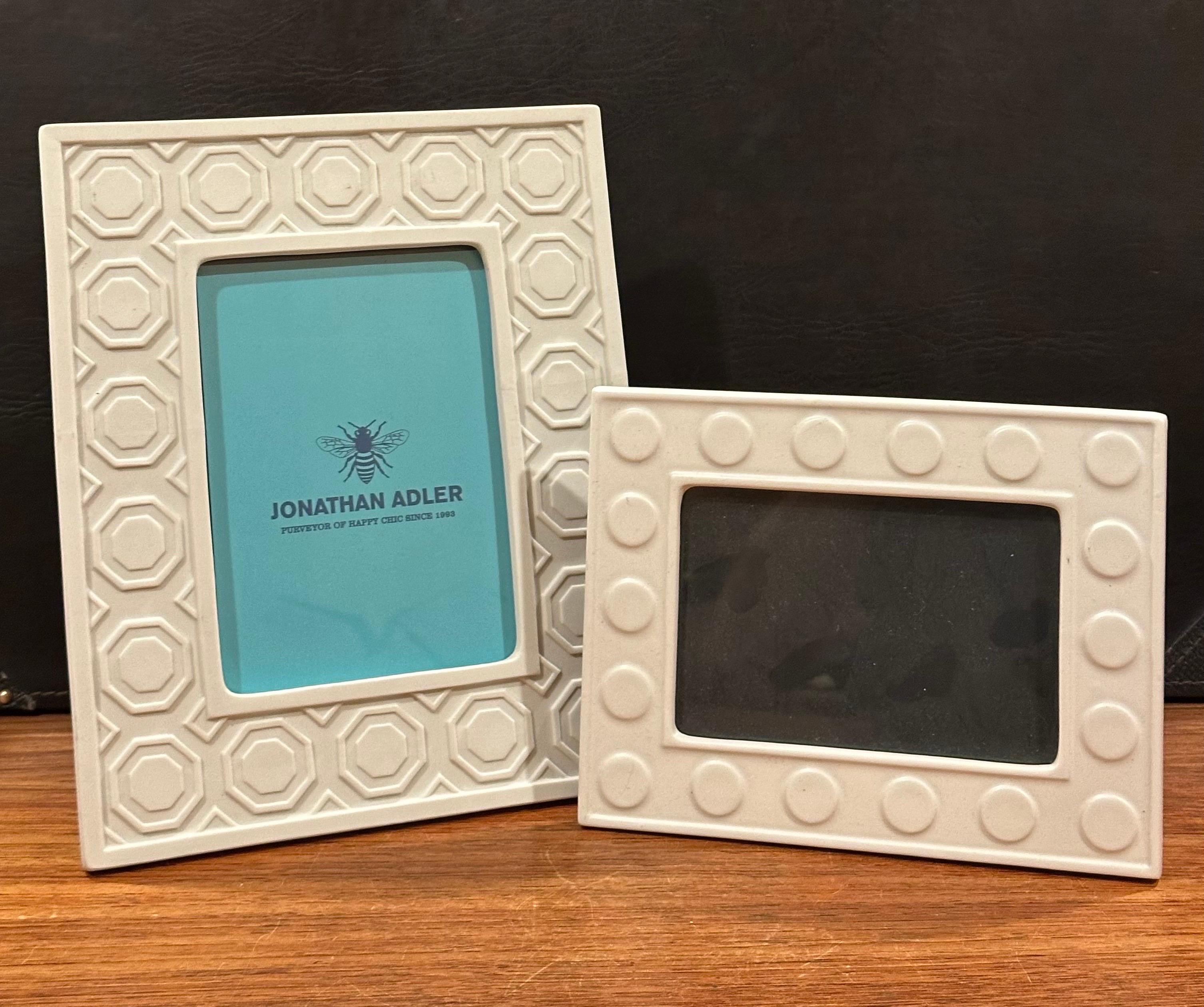 Pair of White Ceramic Picture Frames by Jonathan Adler  In Good Condition For Sale In San Diego, CA