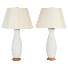 Pair of White Ceramic Table Lamps