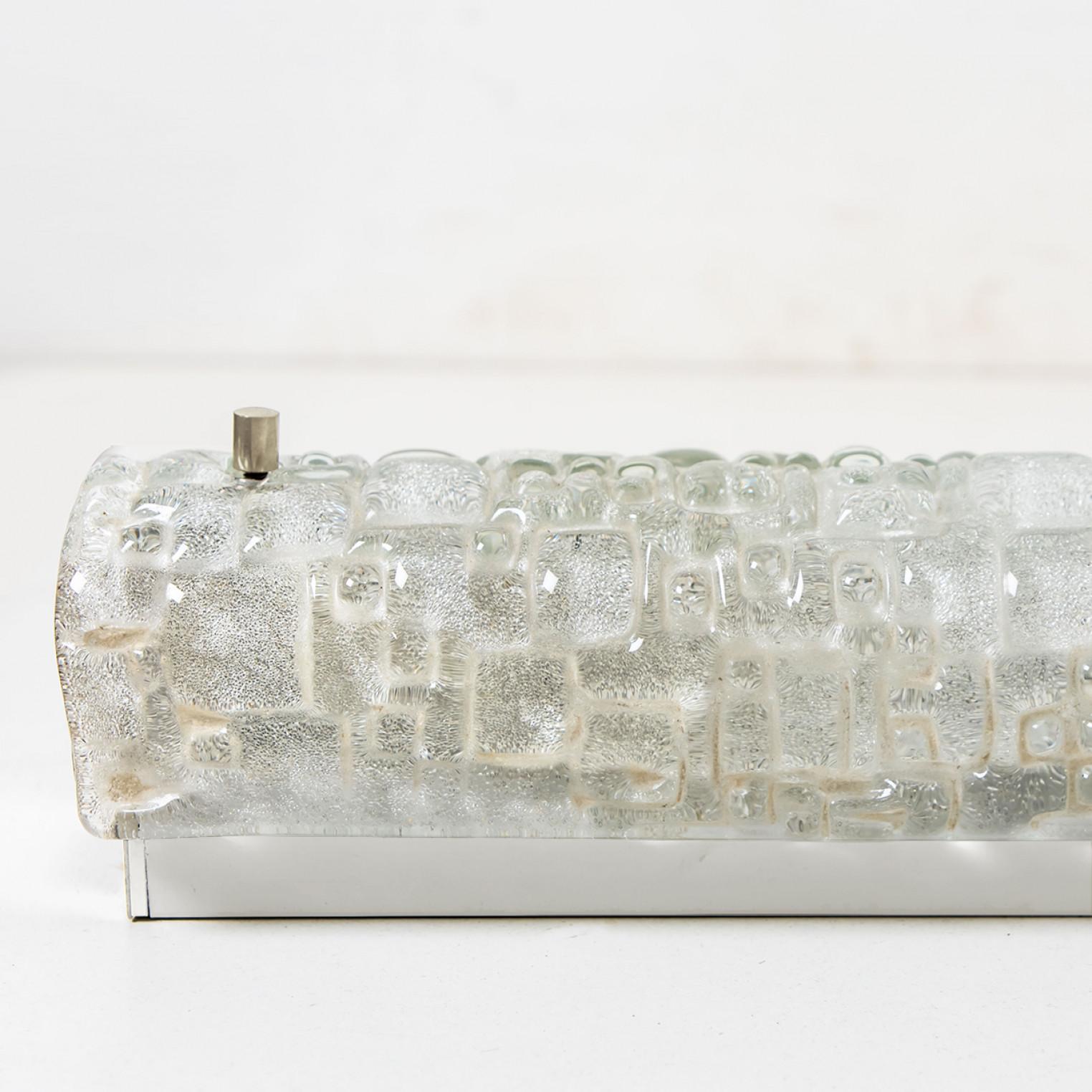 Pair of White Clear Bubbled Glass Wall Lights by Hillebrand, Germany, 1960s For Sale 1