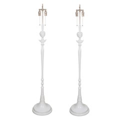 Pair of White Composition Floor Lamps