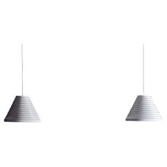 Pair of White Conical Pendant Lamps by Wilhelm Vest
