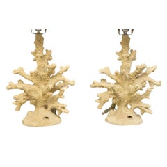 Pair of White Coral Form Table Lamps