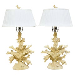 Pair of White Coral Form Table Lamps