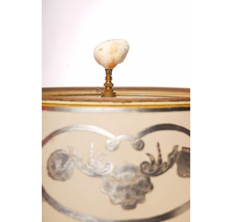 Modern Pair of White Coral Lamps with Sea Shell For Sale
