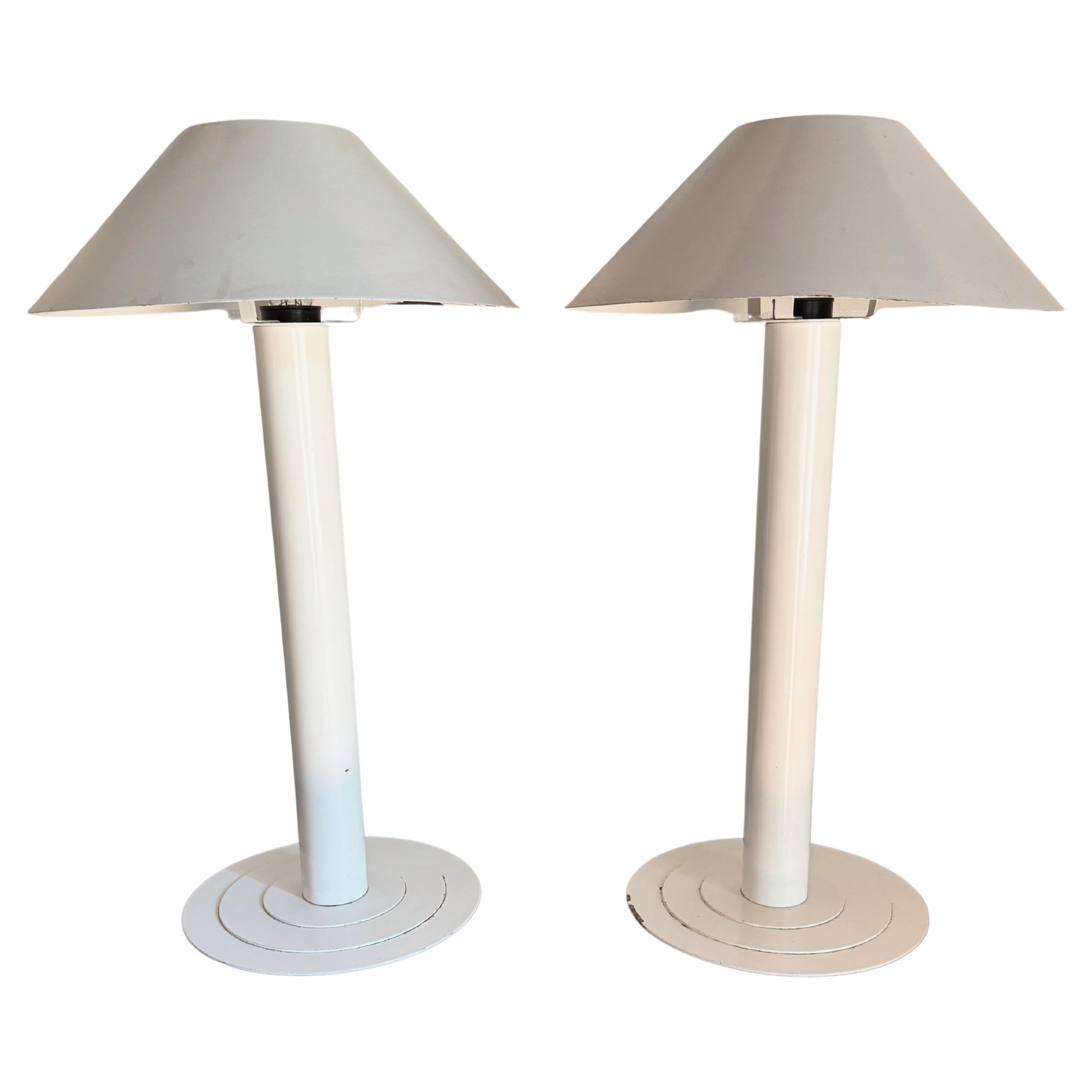 Paire de lampes blanches danoises par Lyfa c.1970's