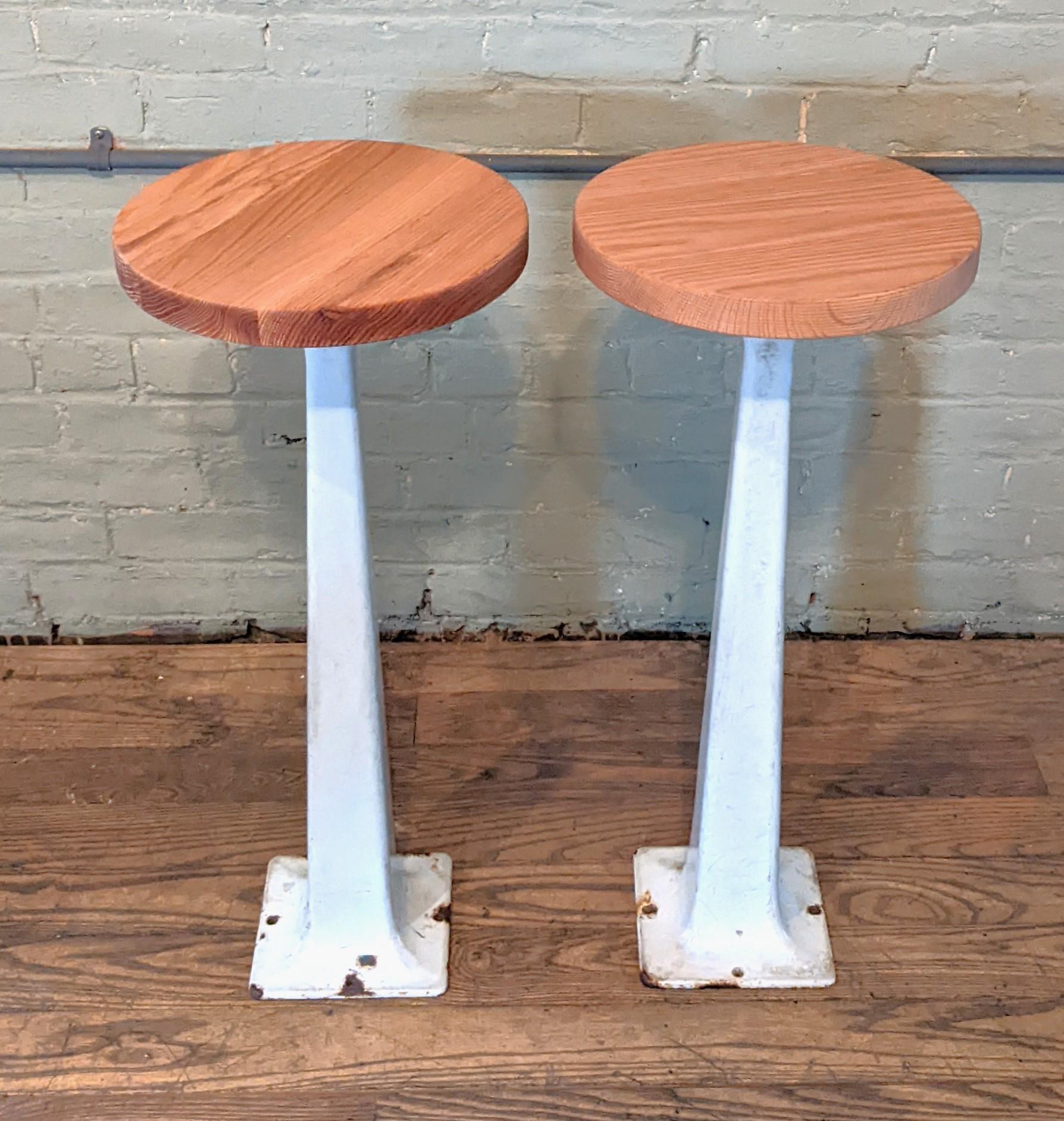 American Pair of White Diner Counter Stools For Sale
