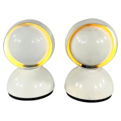 Vintage Pair of White Eclisse Table Lamps by Vico Magistretti for Artemide, 1960s