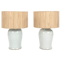 Pair of White Faience Jar Lamps