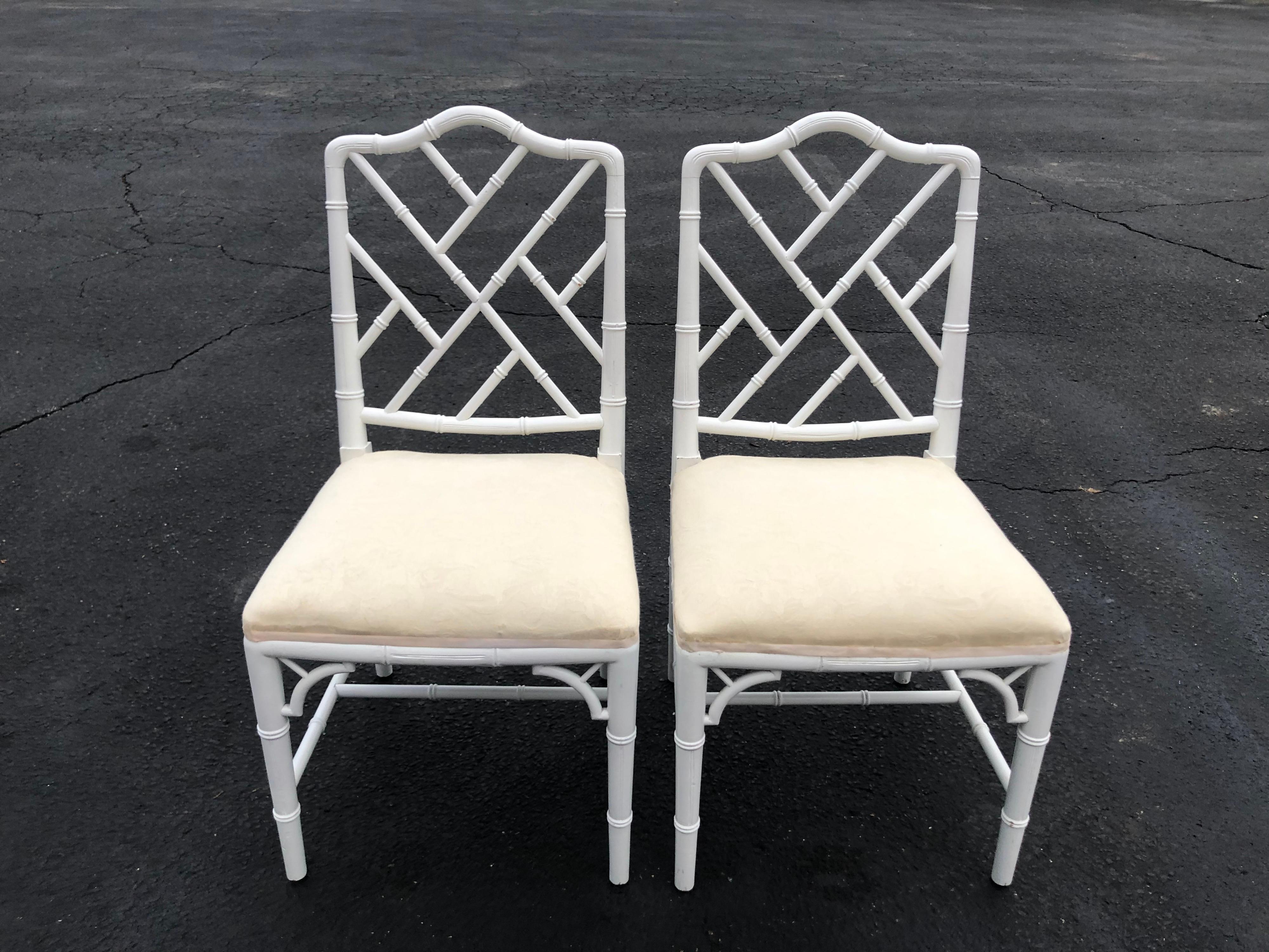 white bamboo chairs