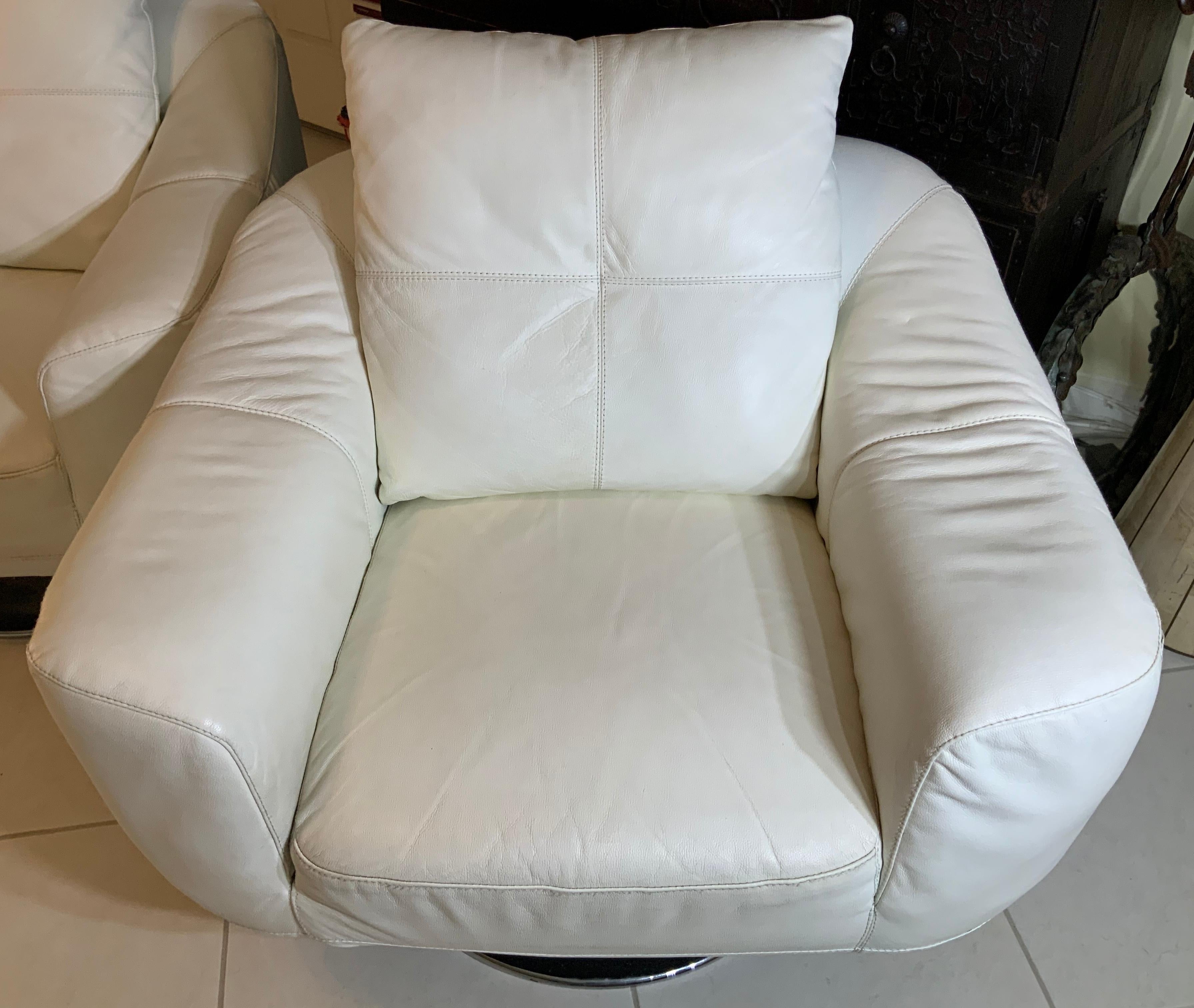 white leather swivel chair