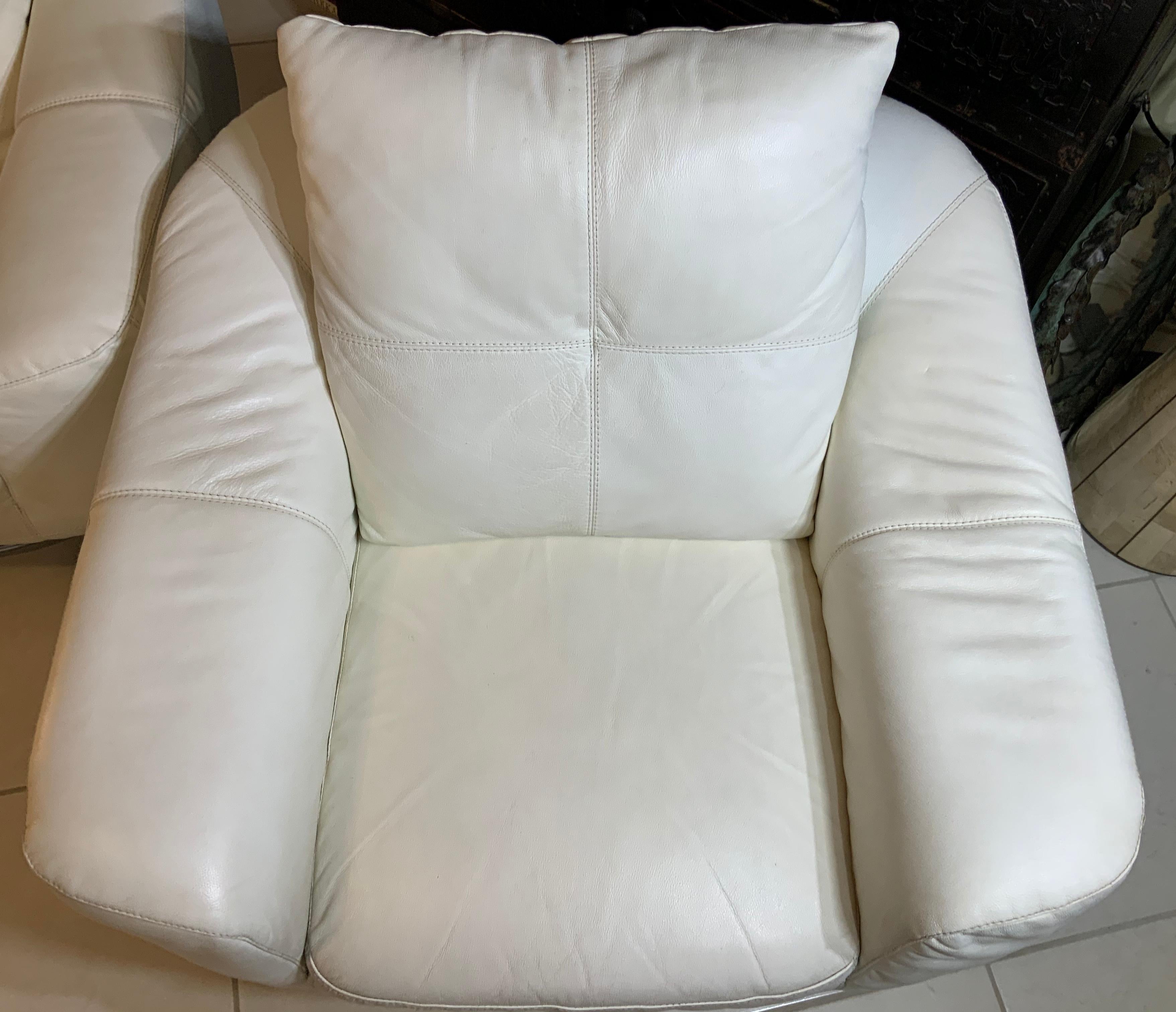 white faux leather chair