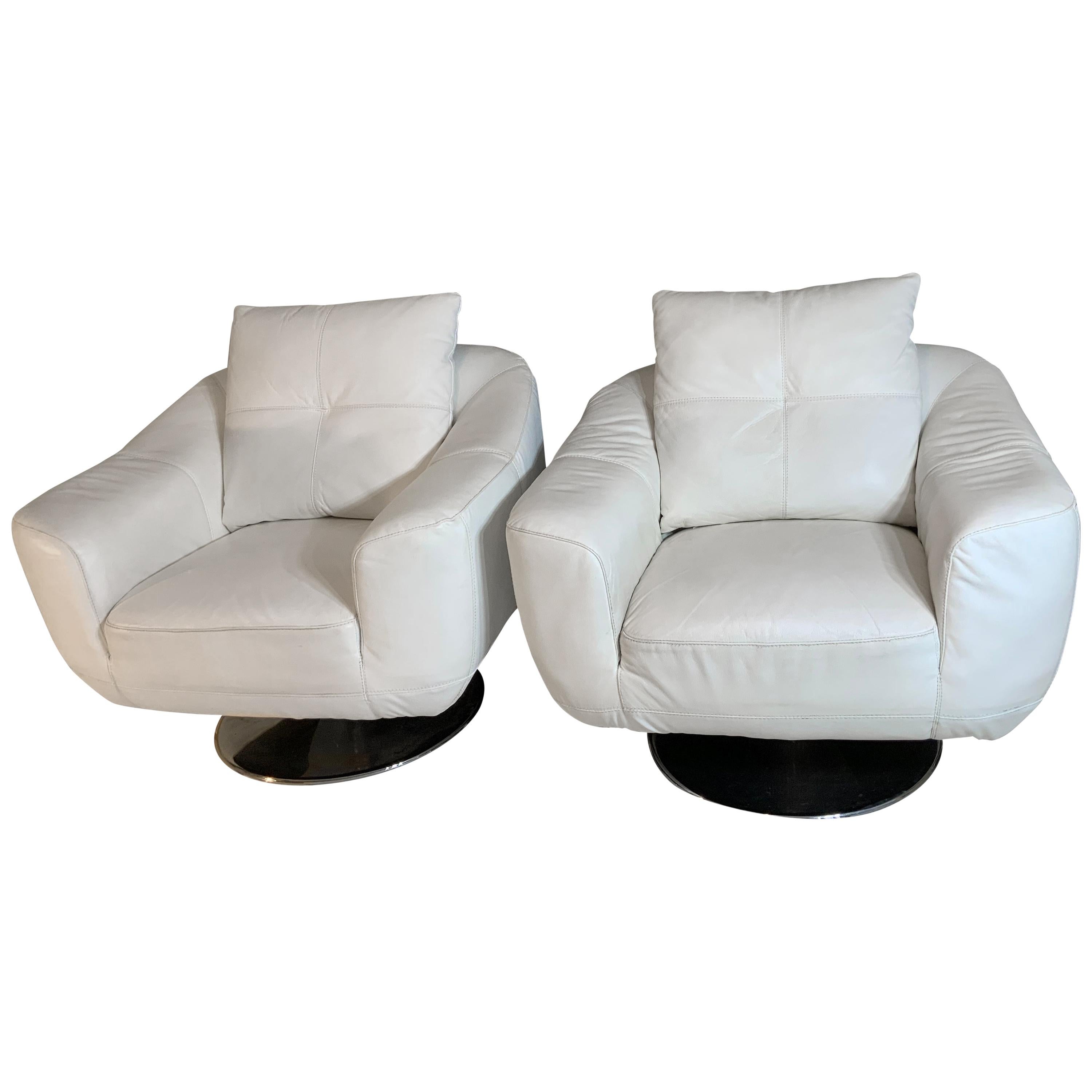 White Faux Leather Swivel Chairs, Faux Leather Swivel Chair Living Room