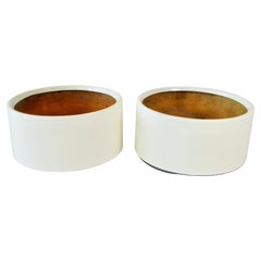 Used Pair of White Fiberglass Planter Pots Attributed to Habitat