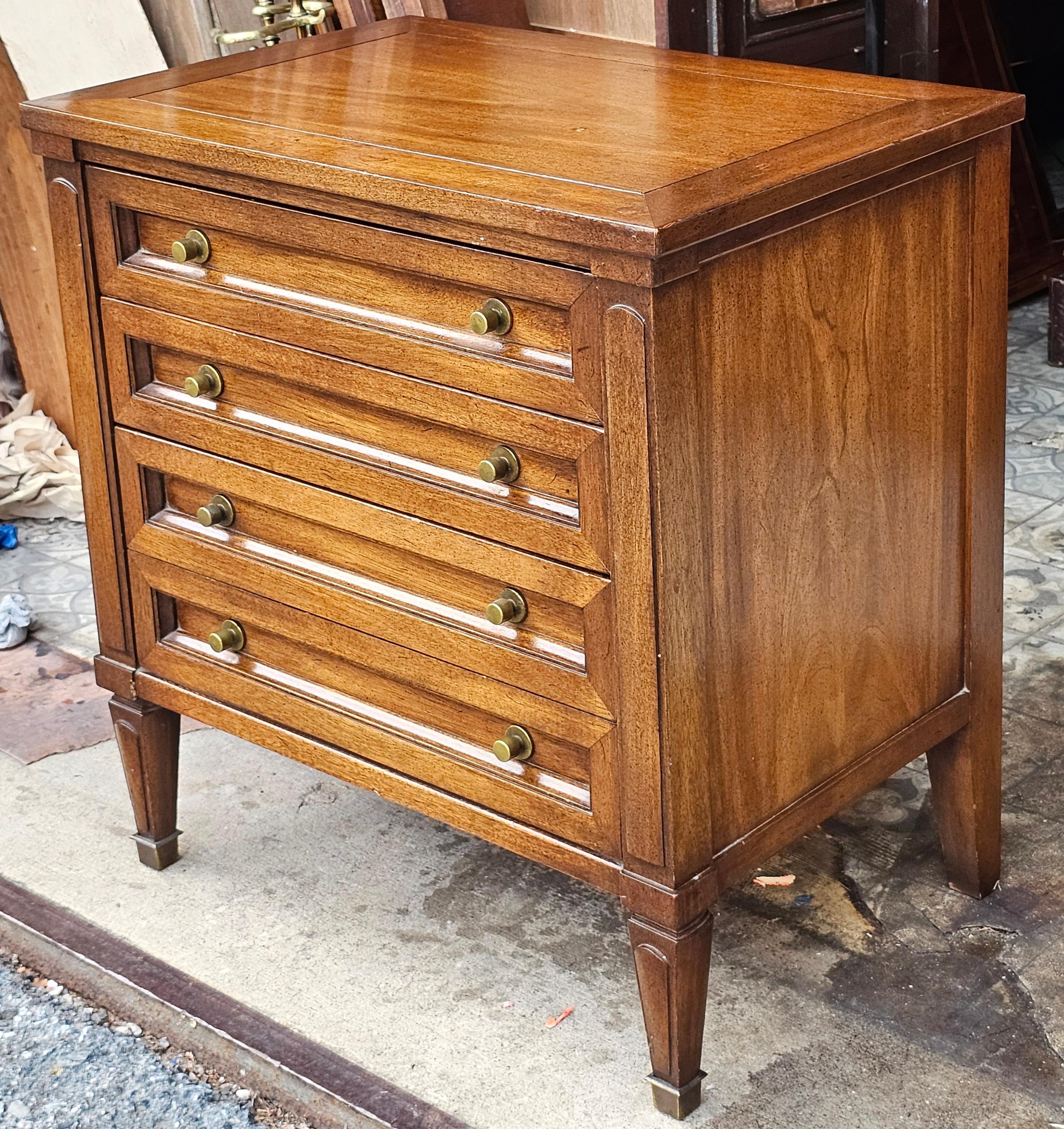 Pair of White Fine Furniture Teak Side Chests of Drawers For Sale 5