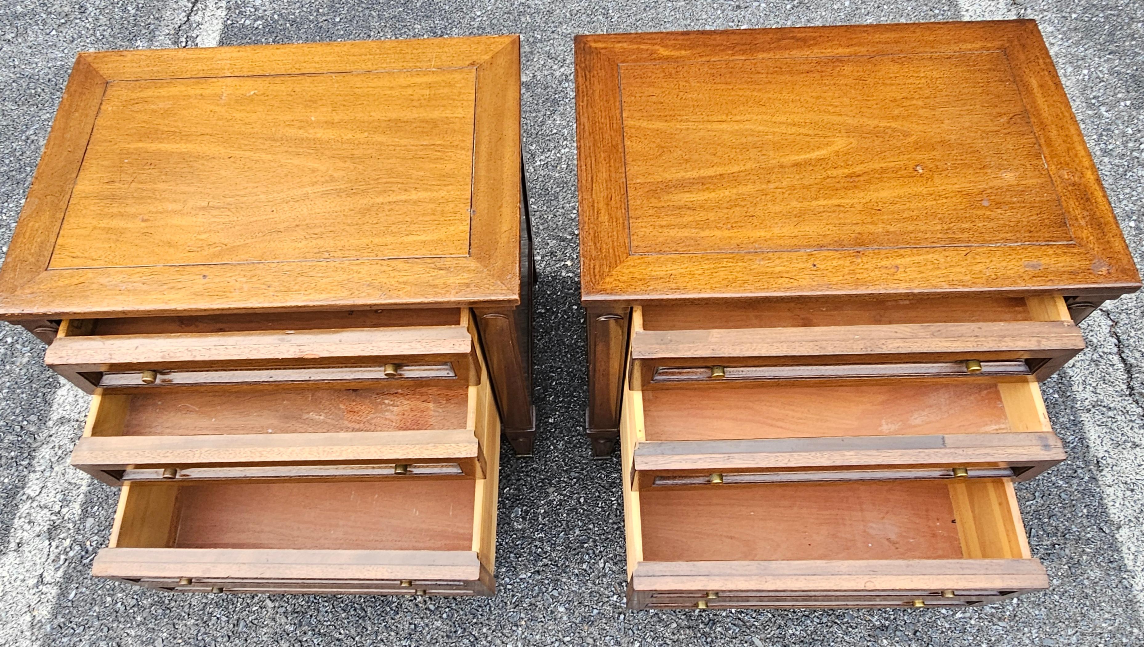 Pair of White Fine Furniture Teak Side Chests of Drawers In Good Condition For Sale In Germantown, MD