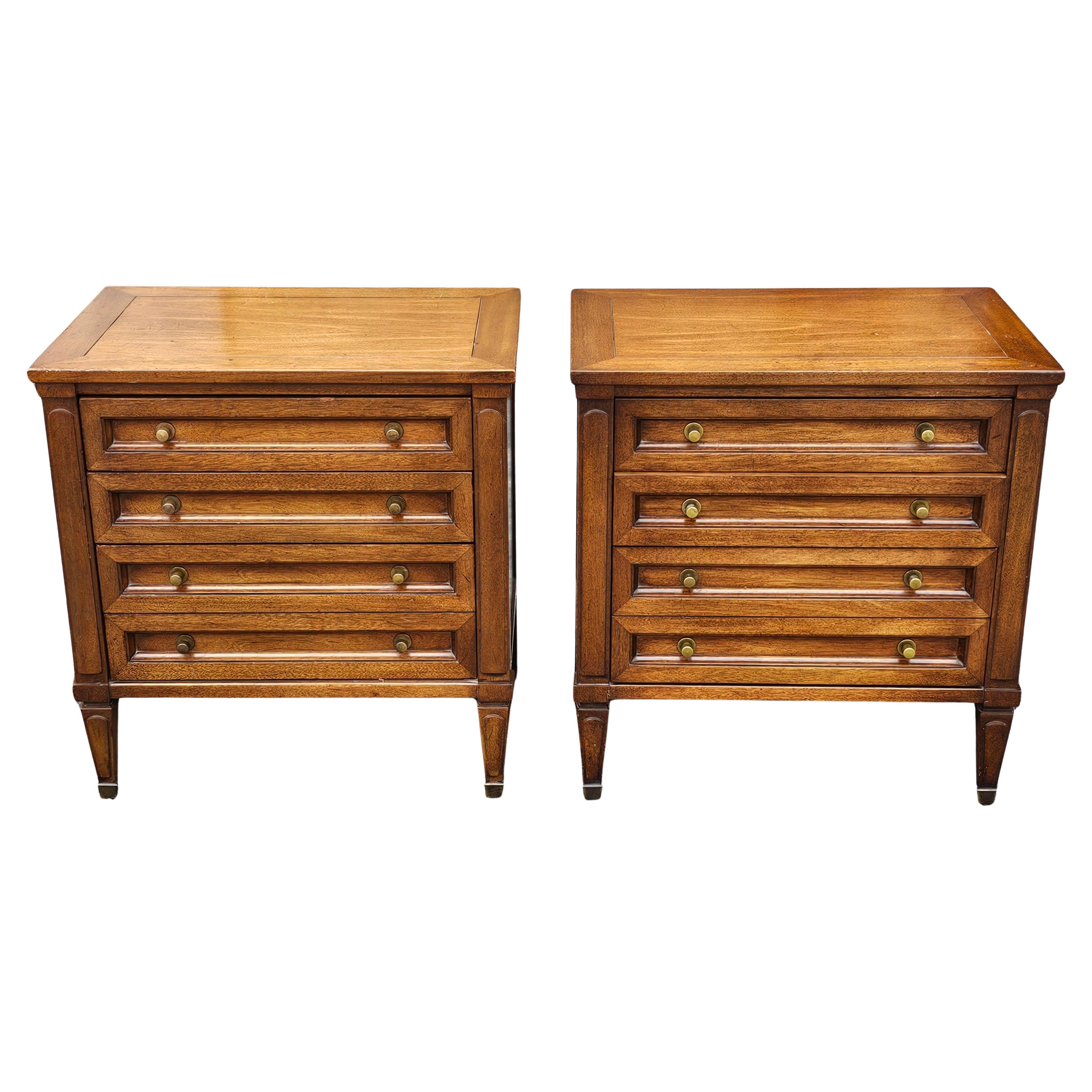 Pair of White Fine Furniture Teak Side Chests of Drawers For Sale