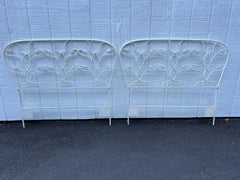 Pair of White Floral Iron Twin Headboards Signed Salterini