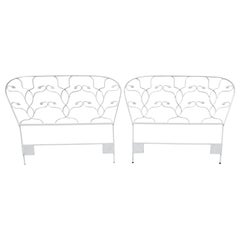 Pair of White Floral Iron Twin Headboards Signed Salterini