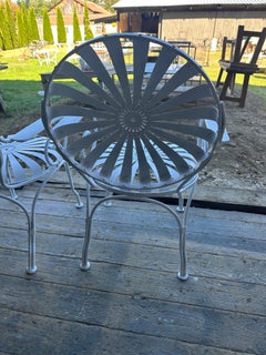 Pair of White Francois Carre Sunburst French Art Deco Dining or Garden Chairs