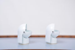 Paar weiße Gae Aulenti-Schreibtischlampen „Pileino“ in Weiß für Artemide, 1972