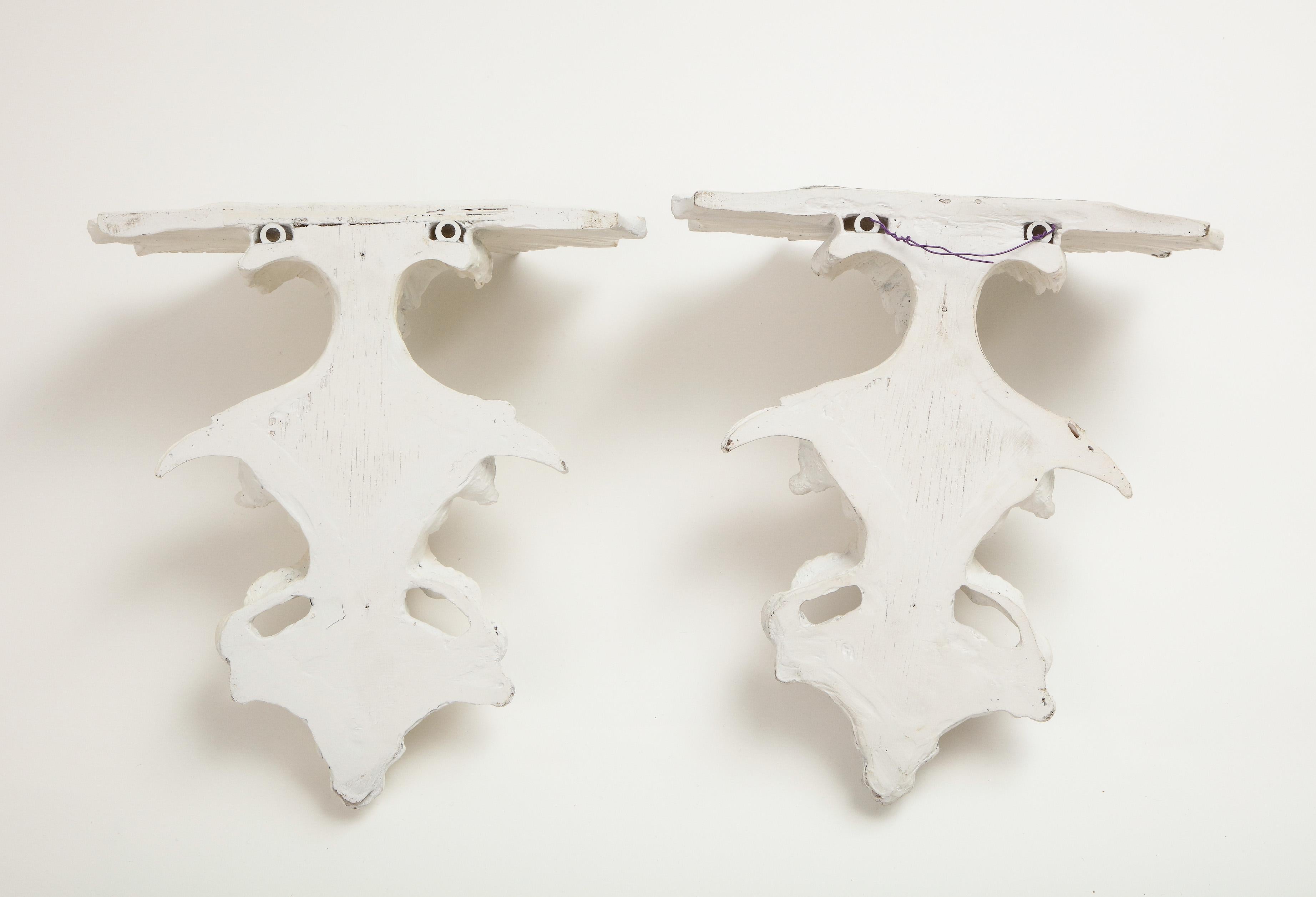 Pair of White Gessoed Chinoiserie Wall Brackets 7