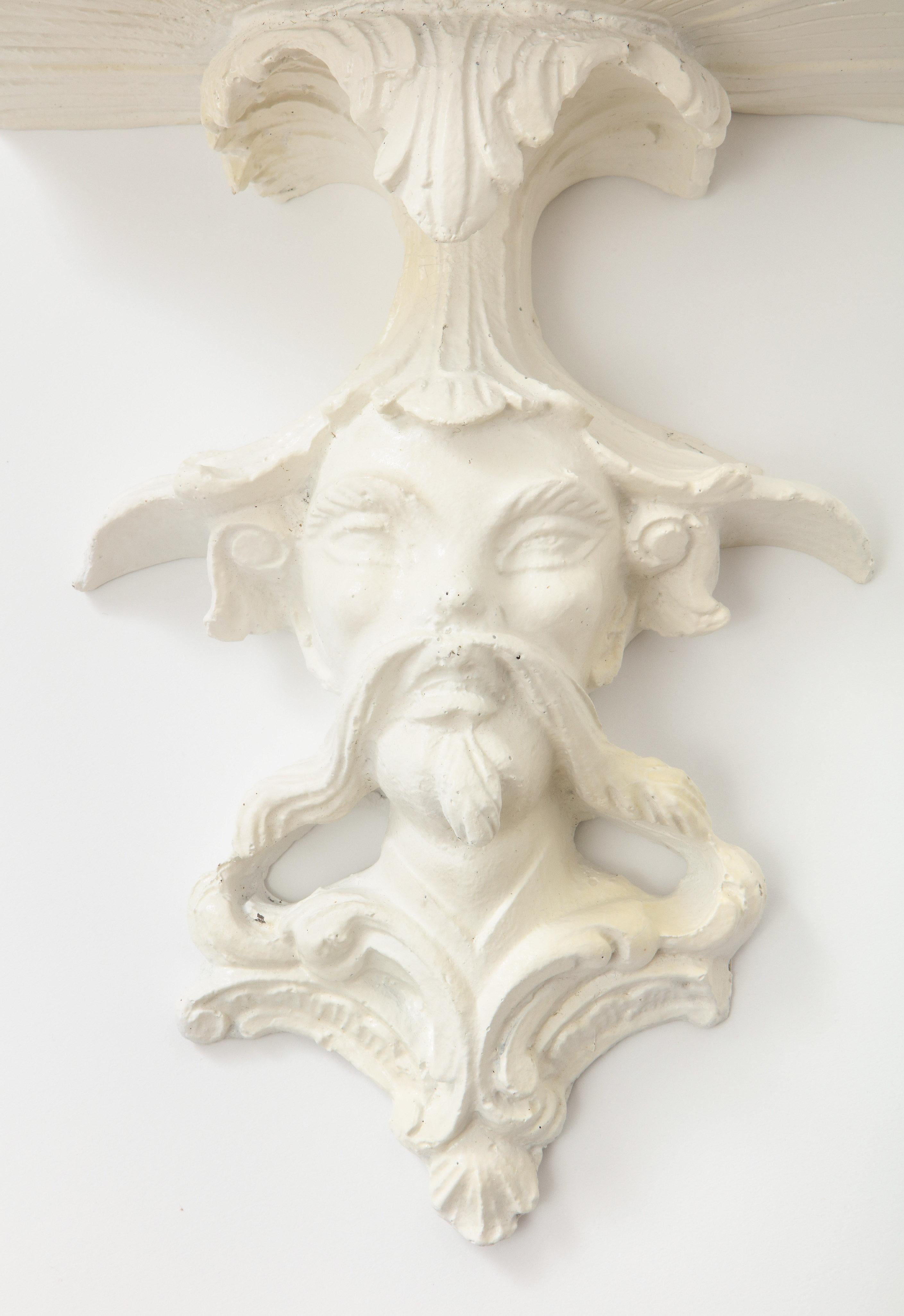 20th Century Pair of White Gessoed Chinoiserie Wall Brackets