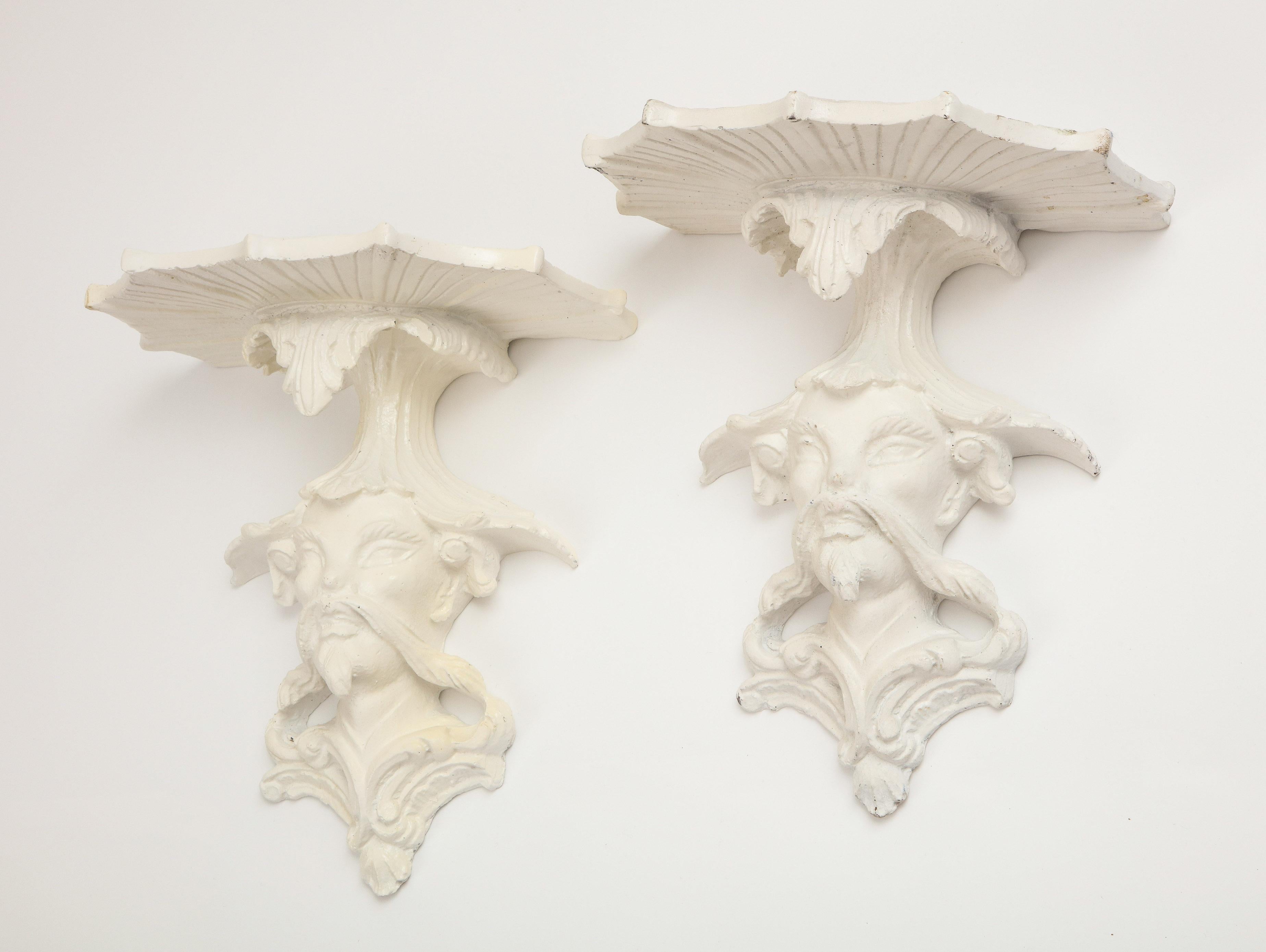 Pair of White Gessoed Chinoiserie Wall Brackets 4