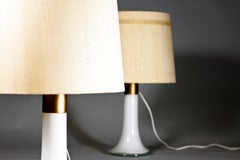 Pair of White Glass Desk Lamps by Lisa Johansson-Pape for ORNO, Finland 1950s