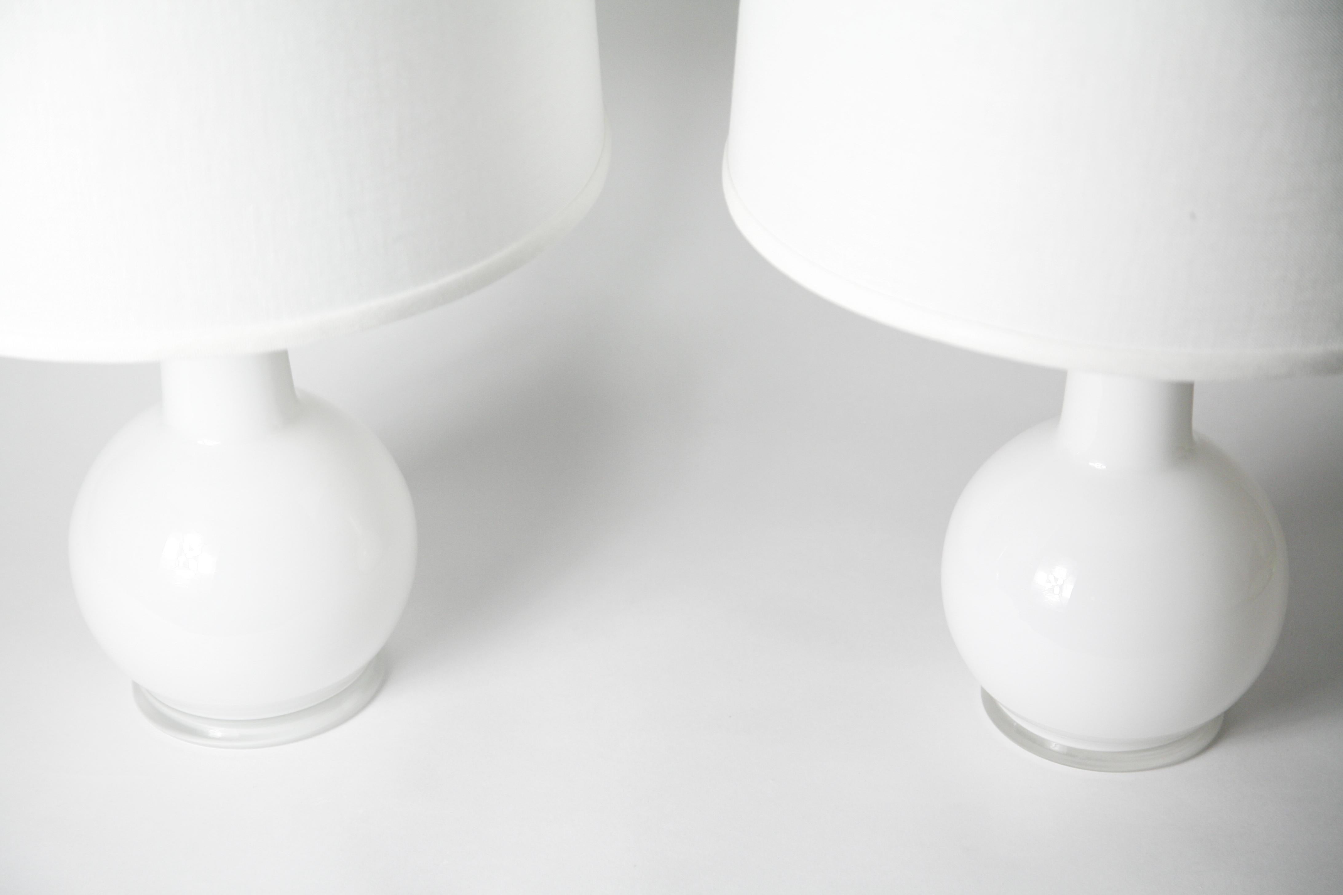 Pair of White Glass Lamps by Luxus Lighting, Sweden, 1980 For Sale 3