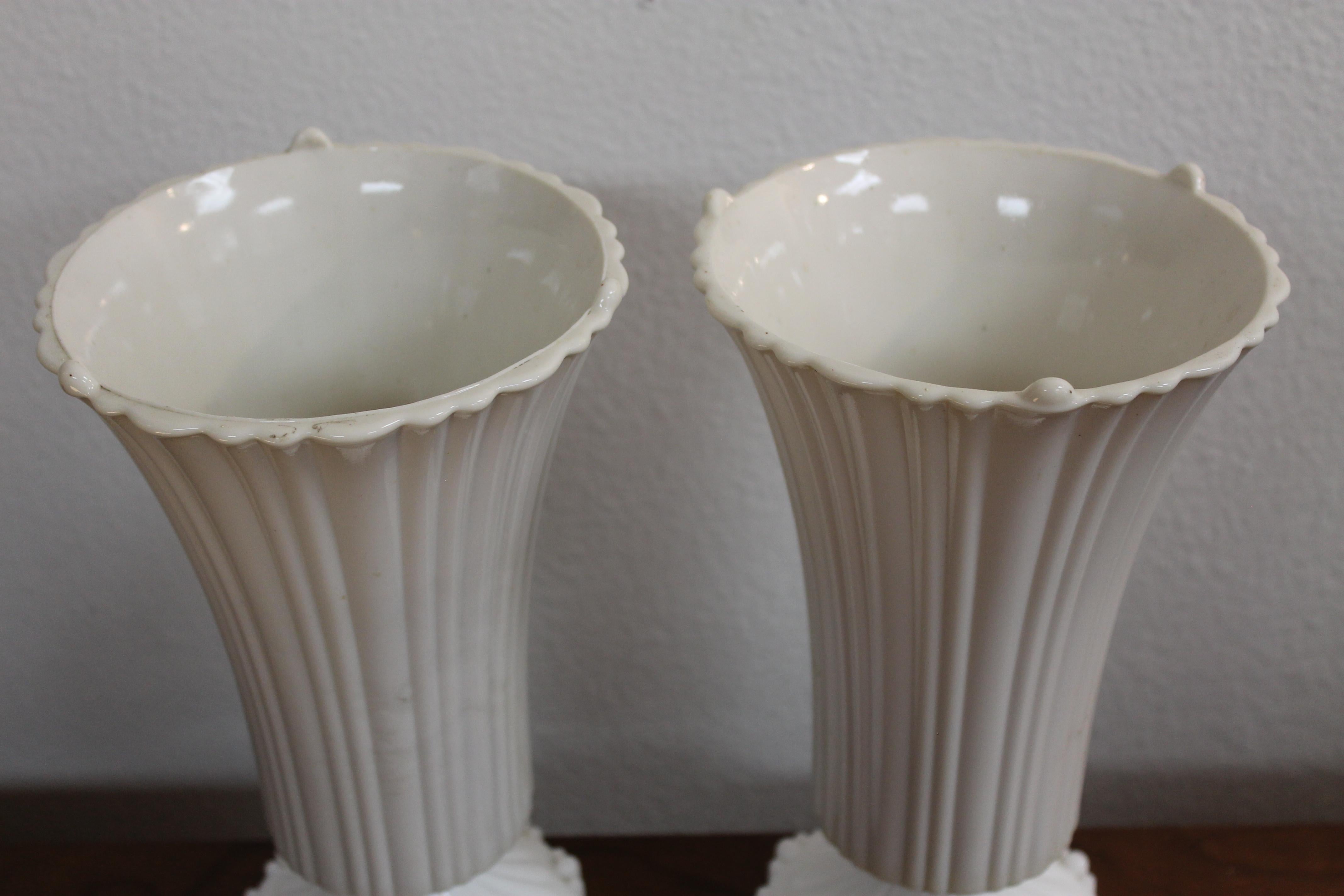 American Pair of White Glass Lamps