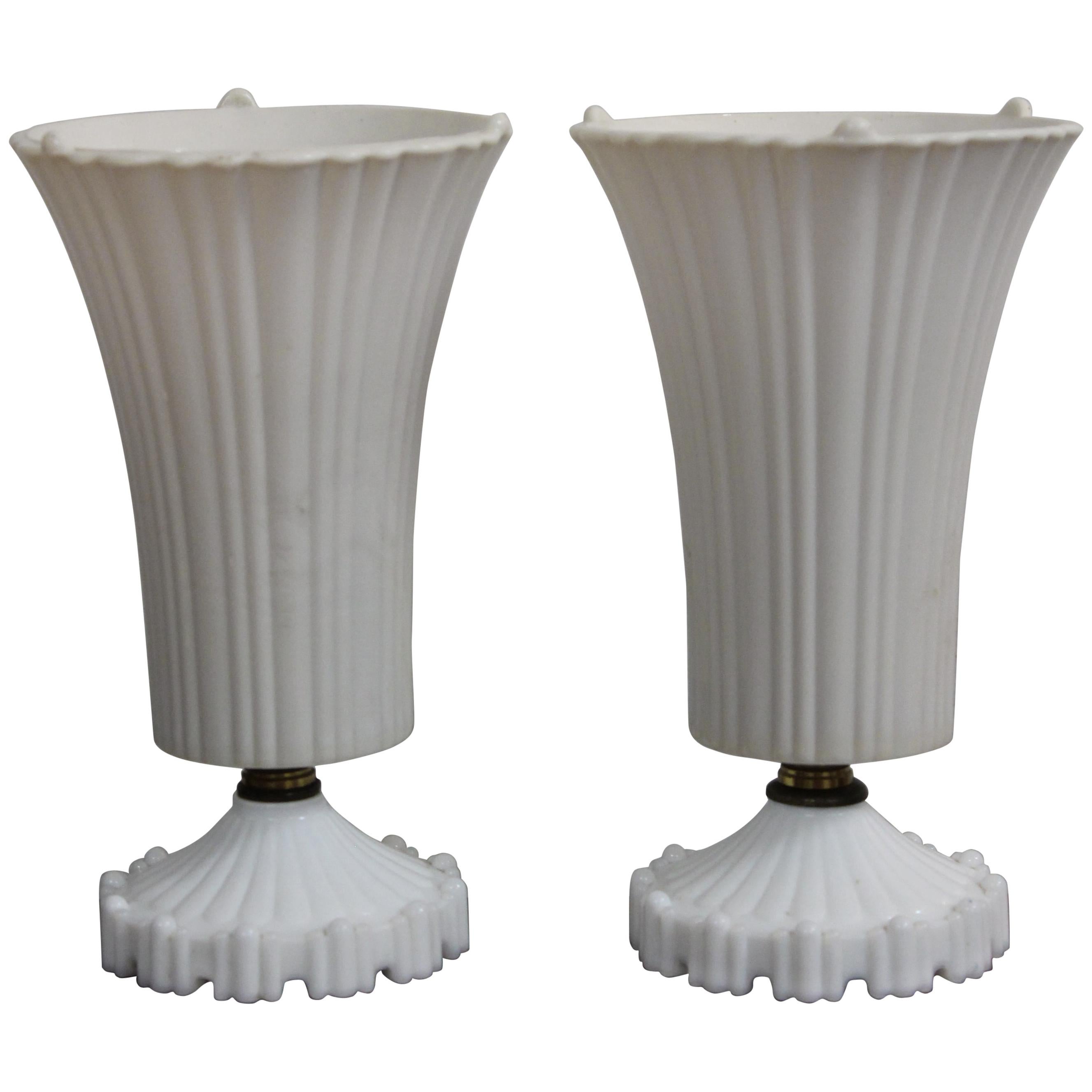 Pair of White Glass Lamps