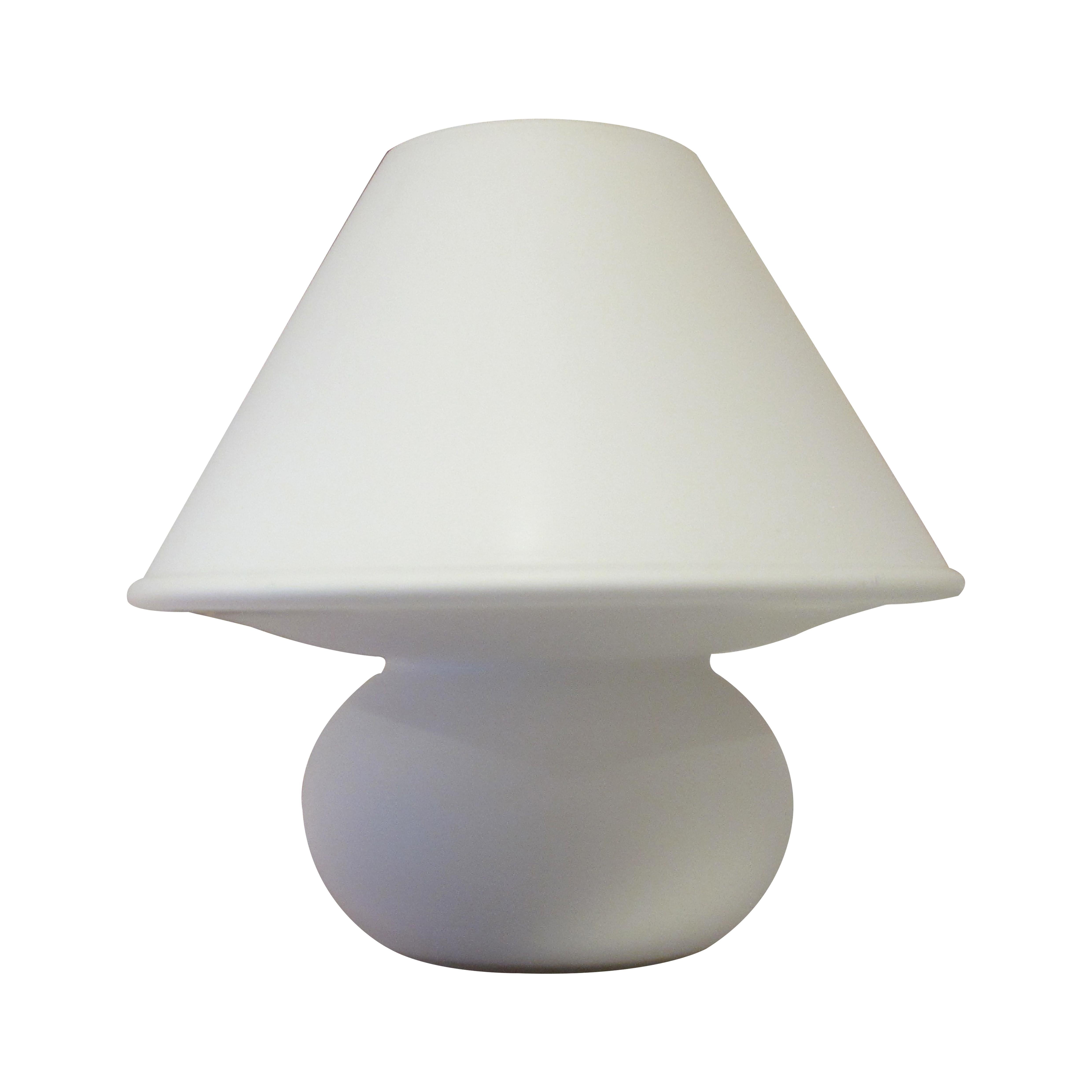 Verre Paire de lampes de table à champignon en verre blanc par Glashütte Limburg, années 1960 en vente