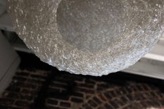 Pair of white glass thread globe hanging lights