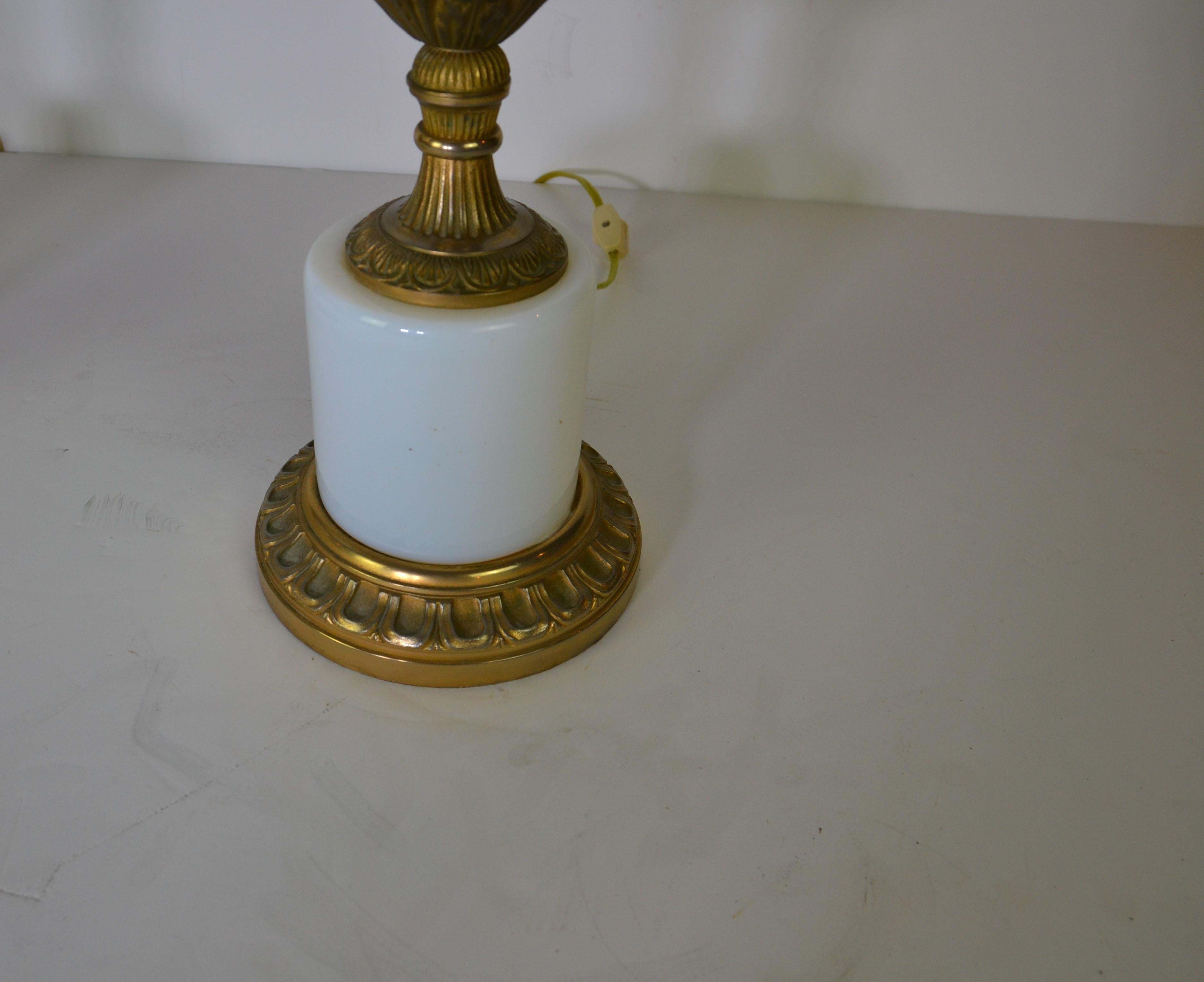 Mid-20th Century Pair of White Glass Urn Lamps For Sale