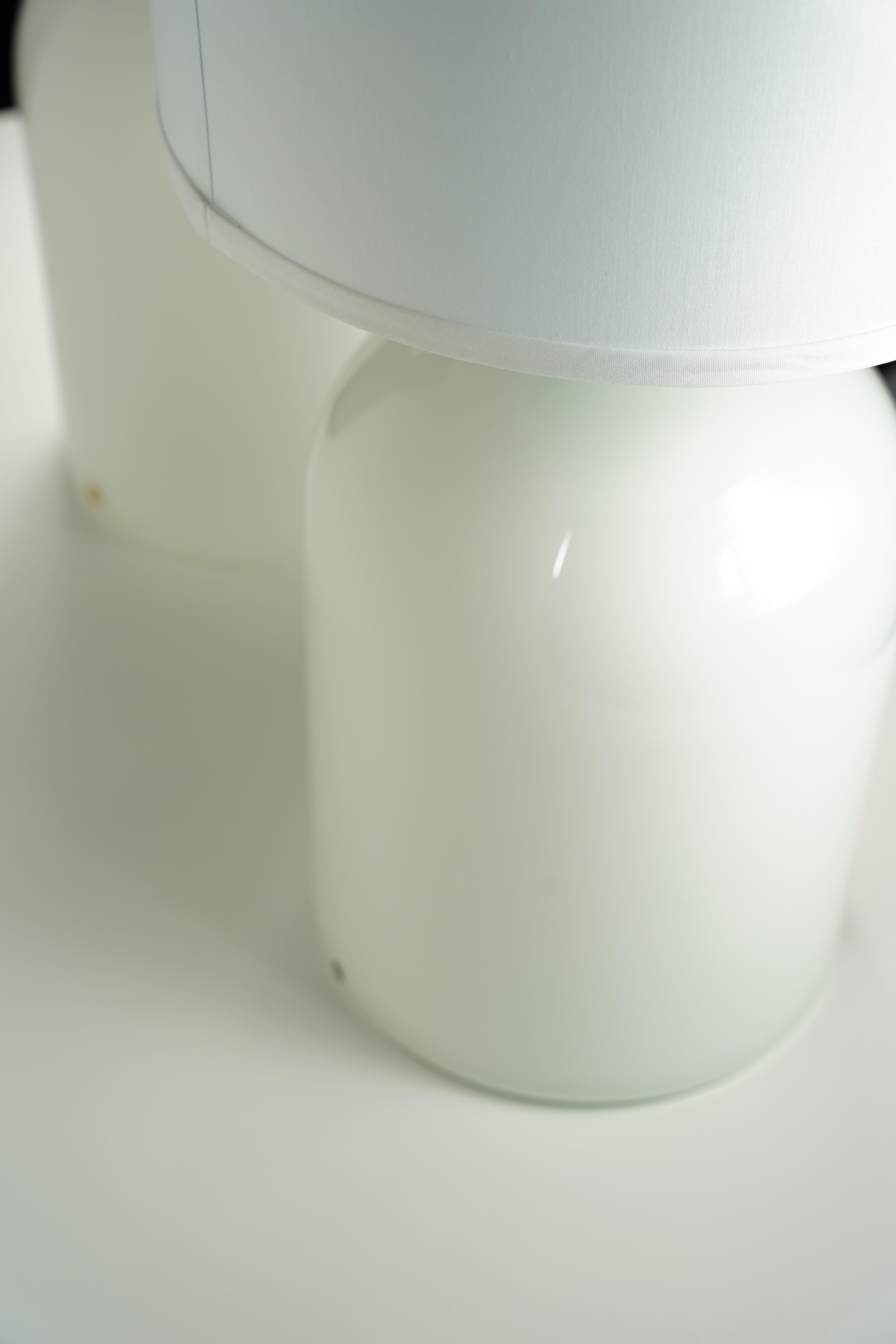 Paire de lampes de table en verre blanc avec motif Deep Red Holmegaard, Danemark, 1980 en vente 2