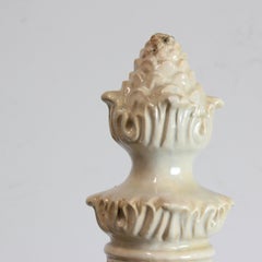 Pair of white glazed ceramic pinnacles - Italy - 20th century