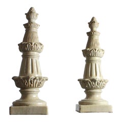 Pair of white glazed ceramic pinnacles - Italy - 20th century