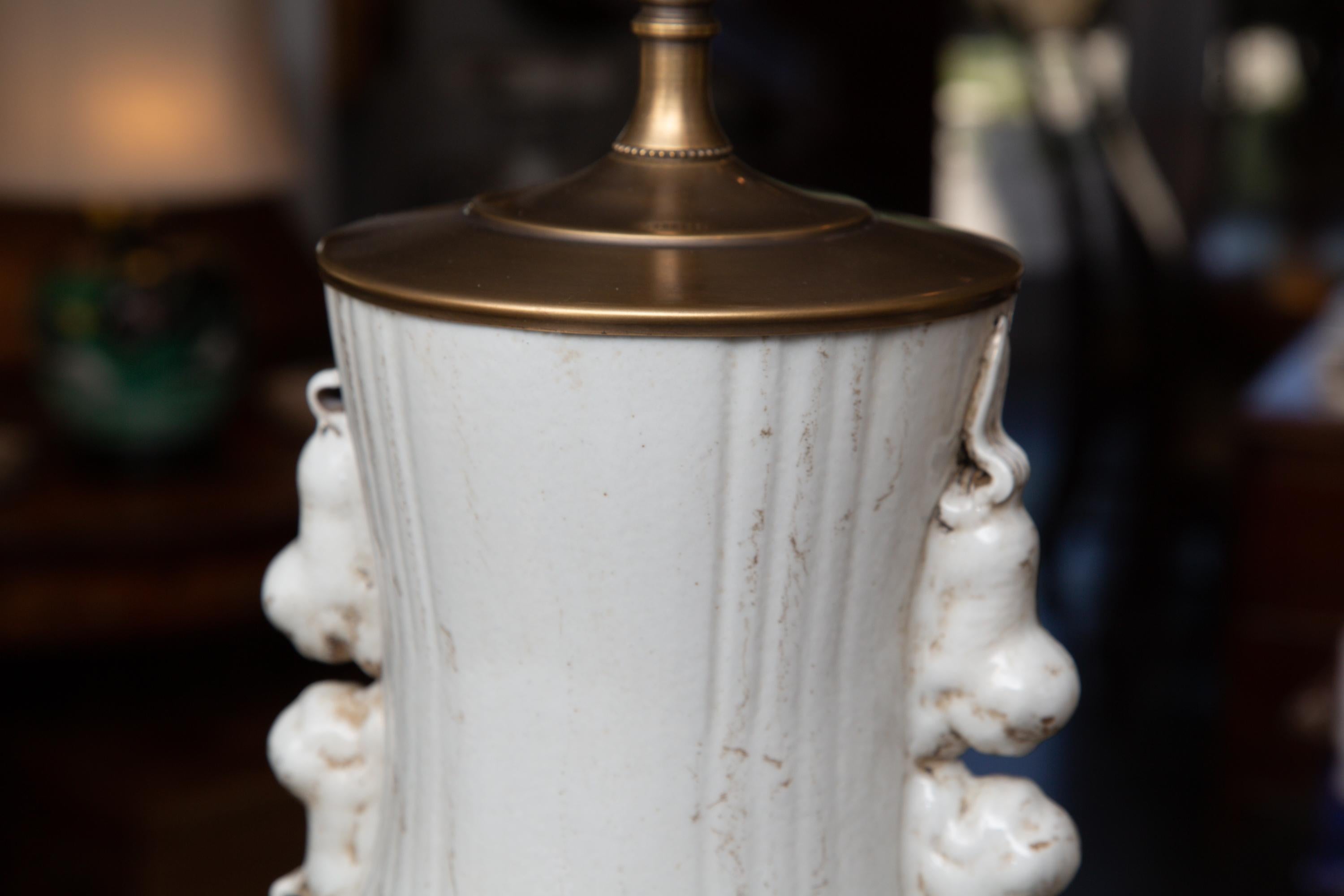 20th Century White Glazed Chinese Ceramic Lamp - Pair available