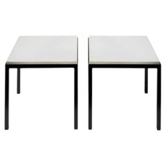 PAIR OF WHITE GLAZED LAVA STONE Side tables by Gerard Simoen (2020)