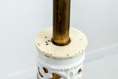 Pair of White Glazed Porcelain Female Bust Lamps