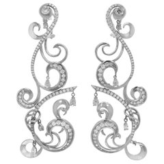 Pair of White Gold and Diamond Pendant-Earrings