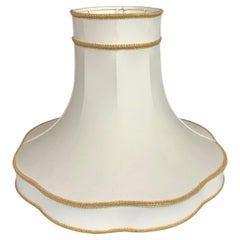 Pair of white gold braid bordered silk table lamp shades