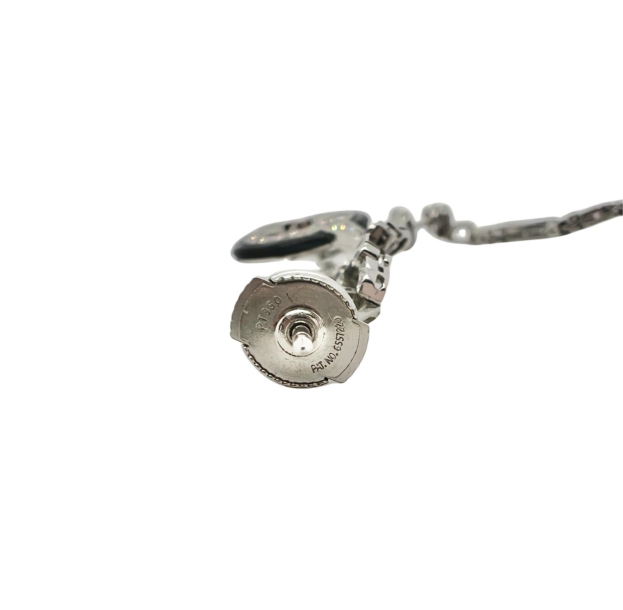 Pair of White Gold, Rock Crystal, Diamond and Black Enamel Pendant-Earrings In Excellent Condition For Sale In New York, NY