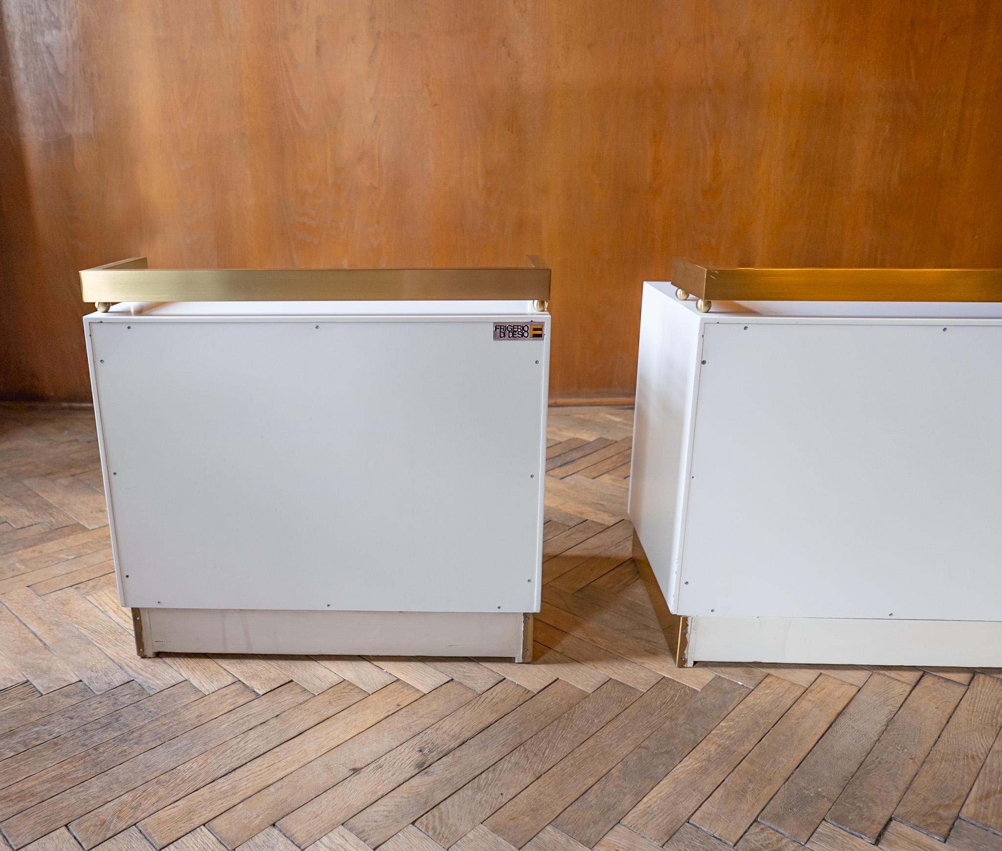 Pair of White Golden Night Stands by Luciano Frigerio, Italy 1970 For Sale 2