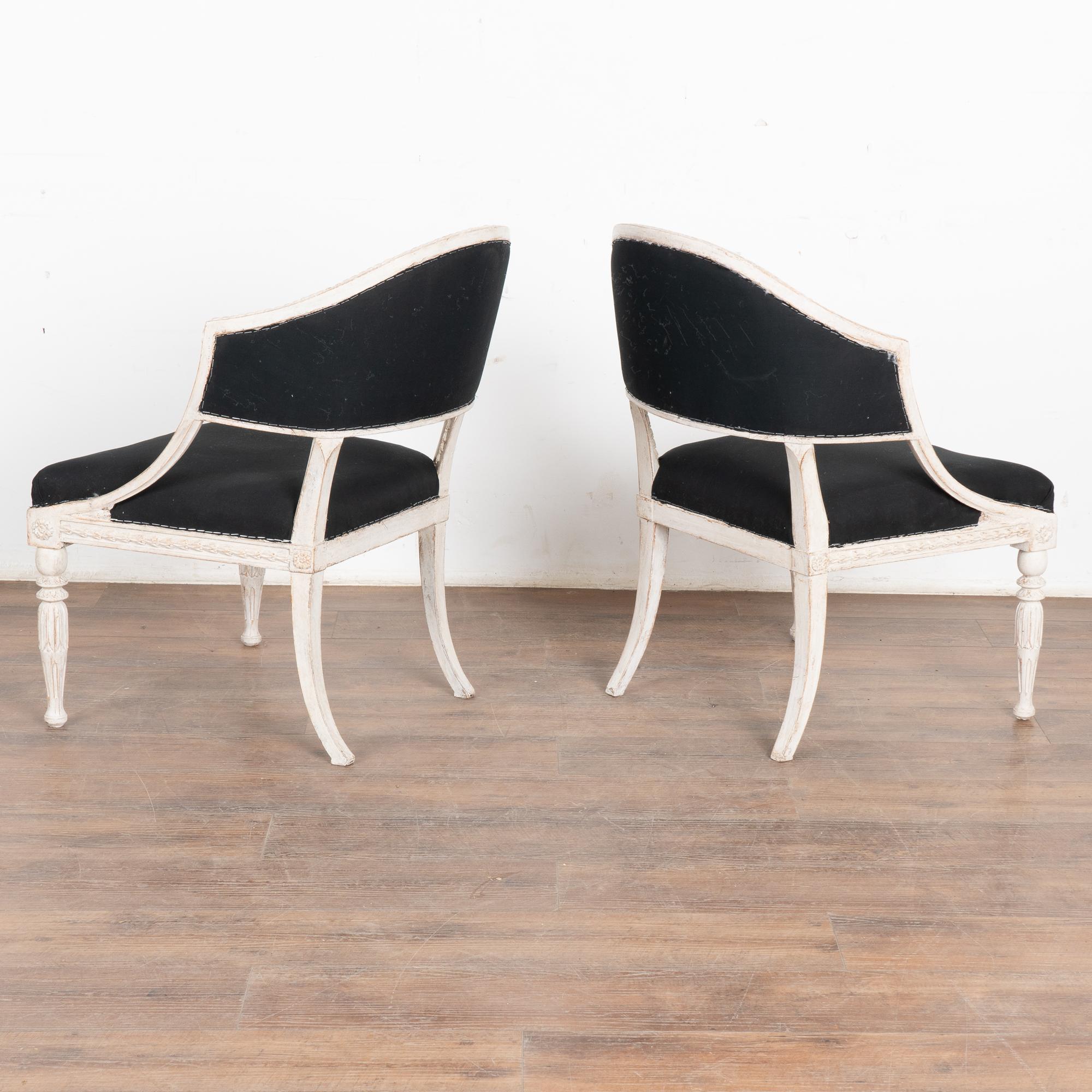 Pair of White Gustavian Armchairs, Sweden circa 1810 4