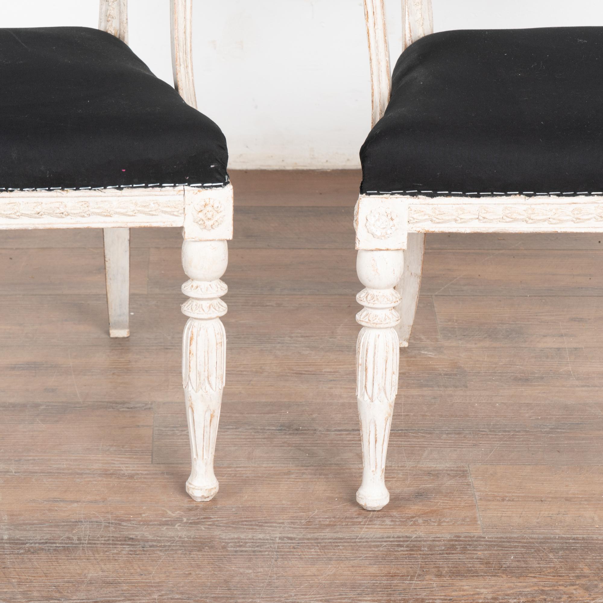 Upholstery Pair of White Gustavian Armchairs, Sweden circa 1810