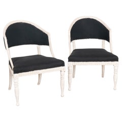 Pair of White Gustavian Armchairs, Sweden circa 1810